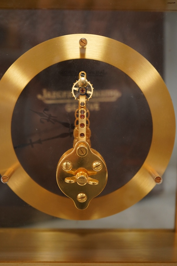 A Jaeger Le Coultre skeleton clock, cased, 17cm